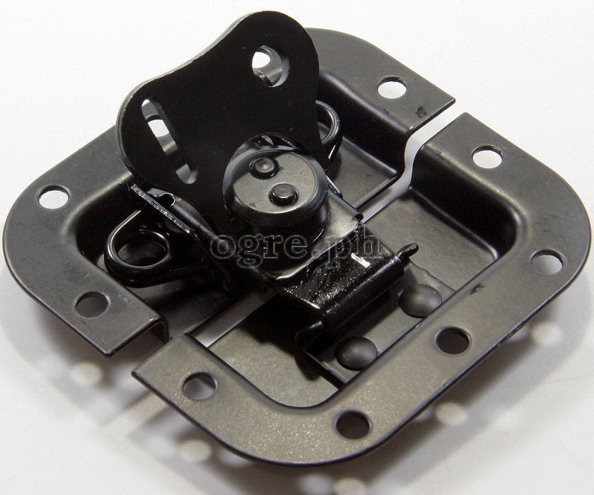 BL03-LB Flight Case Small Butterfly Latch, 77mm x 82mm, with Padlock Hook, 10mm Recess, Black