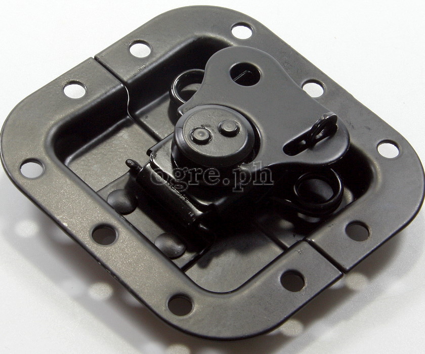 BL03-LB Flight Case Small Butterfly Latch, 77mm x 82mm, with Padlock Hook, 10mm Recess, Black