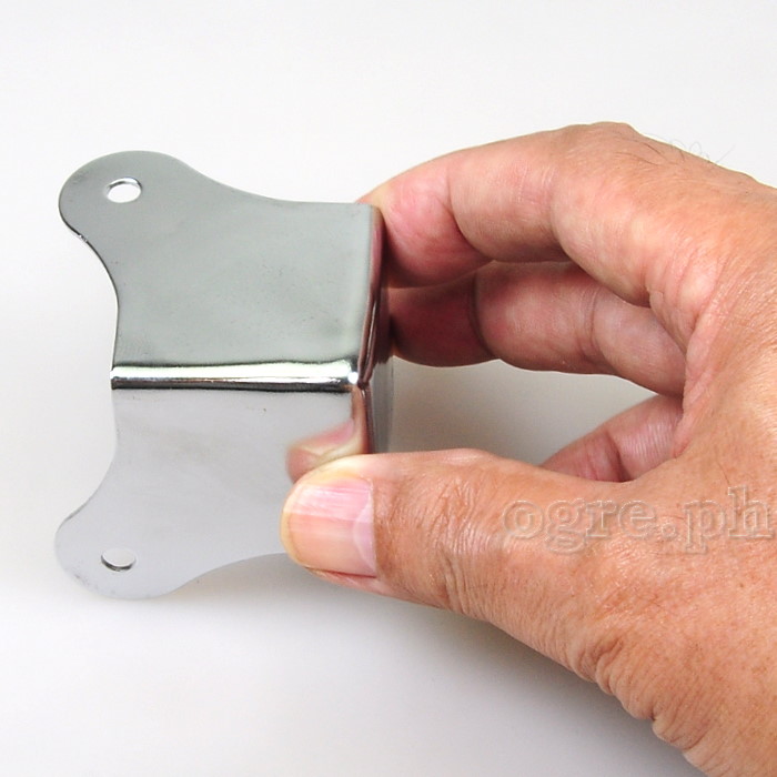 FN05 Flight Case Small Flat Steel Corner Protectors, 3 holes 50 x 50mm, Chrome Set of 4