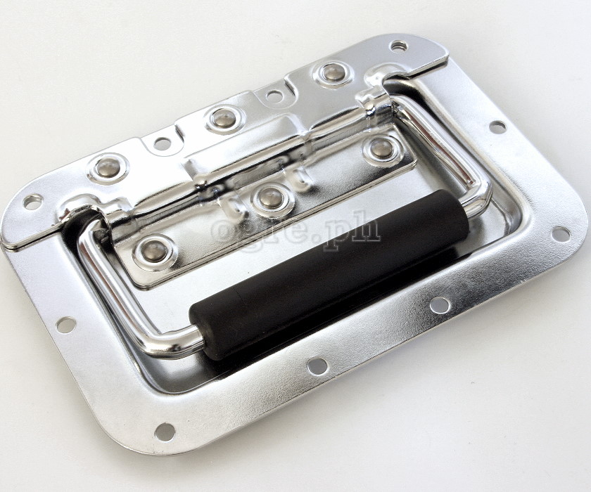 H02B Flight Case Medium Recessed Handle with Rubber Grip, 162 x 108mm, 10mm Recess, Chrome