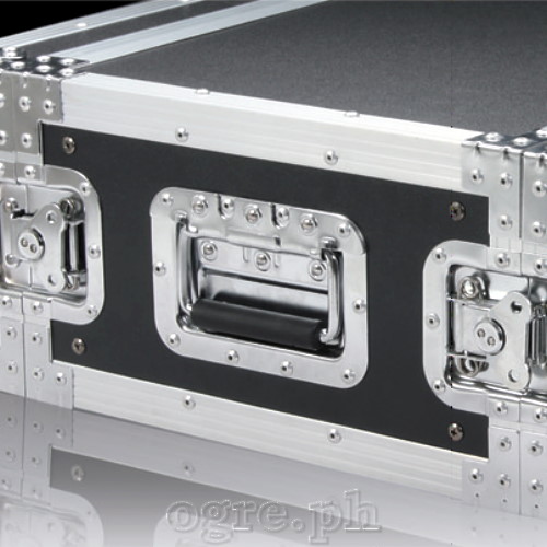 H02B Flight Case Medium Recessed Handle with Rubber Grip, 162 x 108mm, 10mm Recess, Chrome
