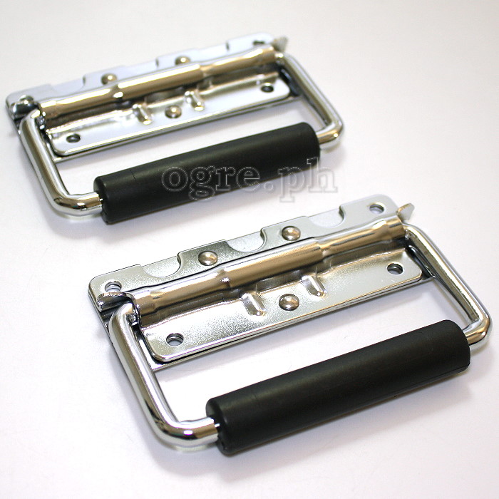 H03P Flight Case Small Surface Handle with Grip, 122 x 86mm Chrome, Set of 2