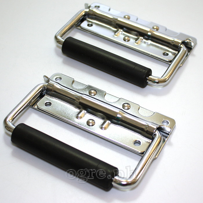 H03P Flight Case Small Surface Handle with Grip, 122 x 86mm Chrome, Set of 2
