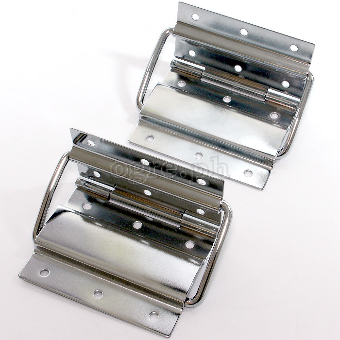 HS06 Flight Case Medium-Large Stop Hinge, 100x129mm, Chrome, Set of 2