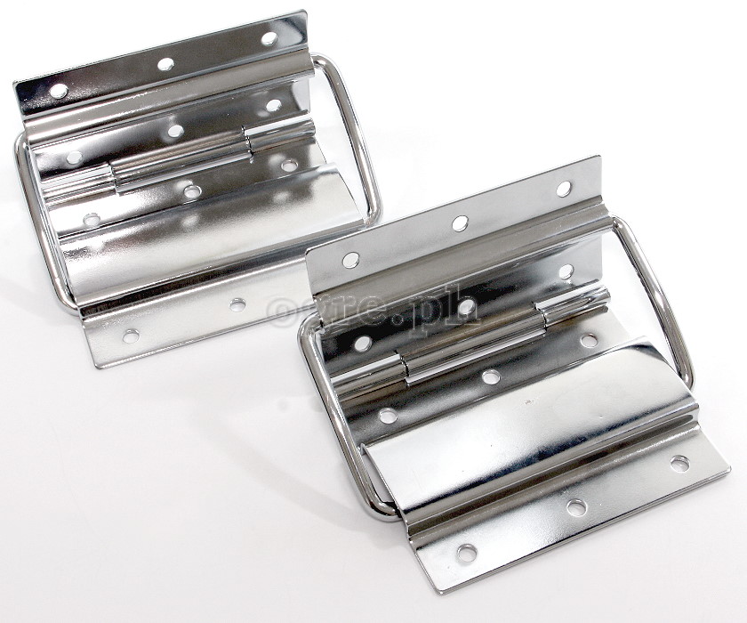 HS06 Flight Case Medium-Large Stop Hinge, 100x129mm, Chrome, Set of 2