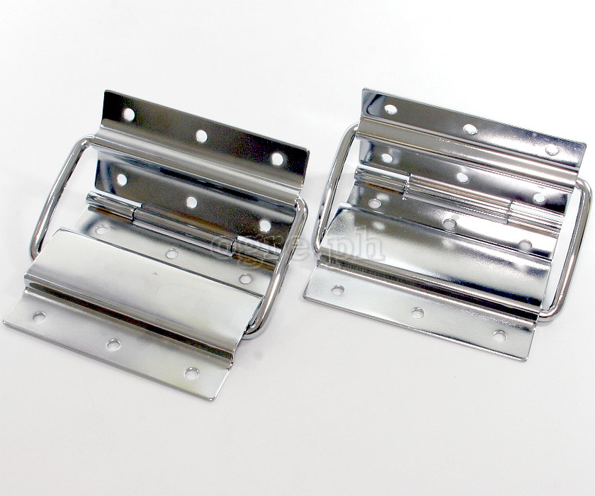 HS06 Flight Case Medium-Large Stop Hinge, 100x129mm, Chrome, Set of 2