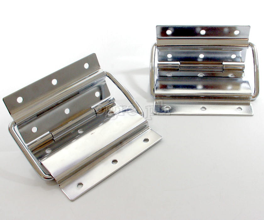 HS06 Flight Case Medium-Large Stop Hinge, 100x129mm, Chrome, Set of 2
