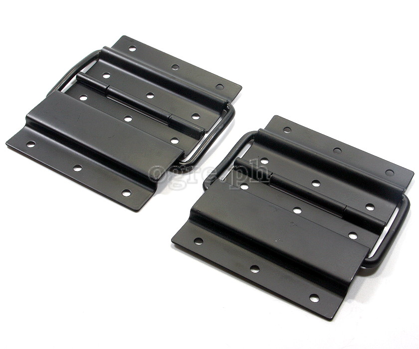 HS06-B Flight Case Medium-Large Stop Hinge, 100x129mm, Black, Set of 2