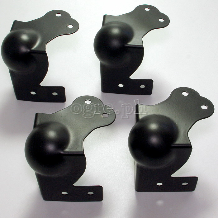 MB01-B Flight Case Large Combination Ball Corner / Brace, 6 Holes 70mm, Black, Set of 4