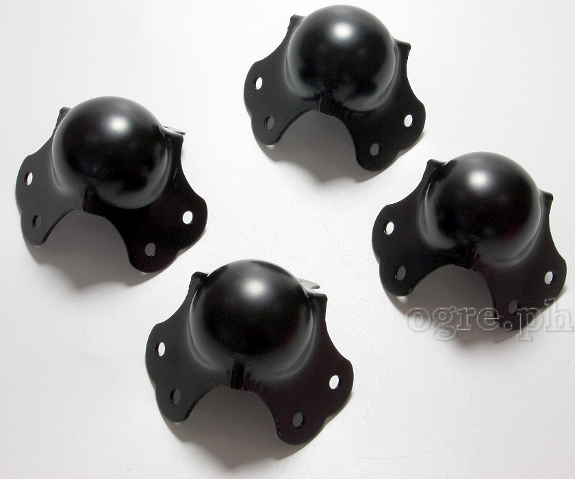 SC02-B Flight Case Small Ball Corner, 3 Holes, 55*45mm, Black, Set of 4