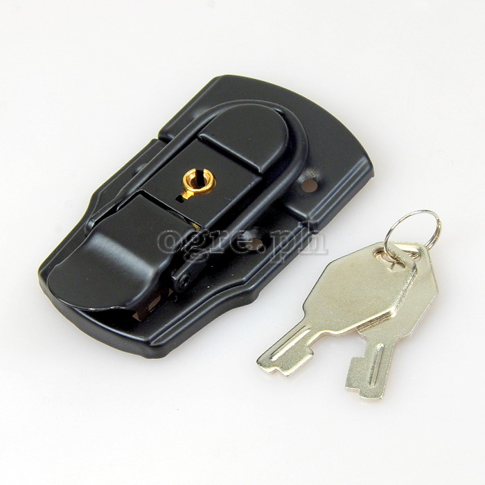 TL02-LB Flight Case Medium Drawbolt Closure Latch, Key Lockable 75 x 45mm Black