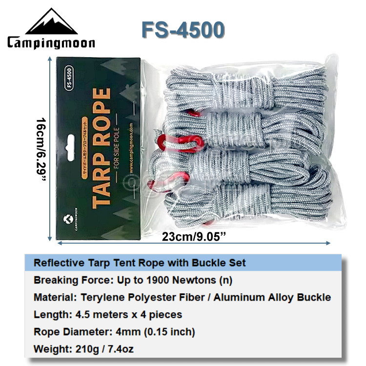 FS-4500 Reflective Tarp Tent Rope 4.5m x 4pcs