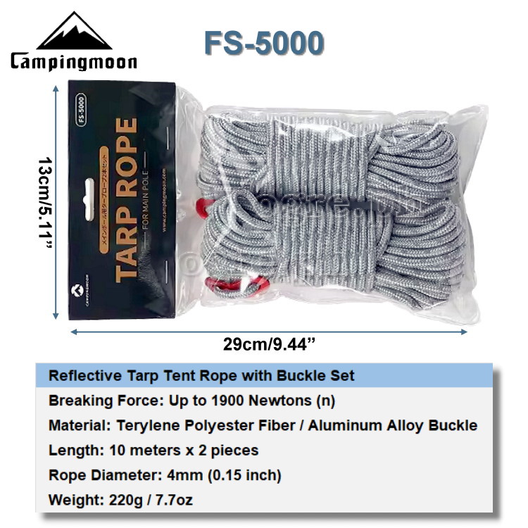 FS-5000 Reflective Tarp Tent Rope 10m x 2pcs