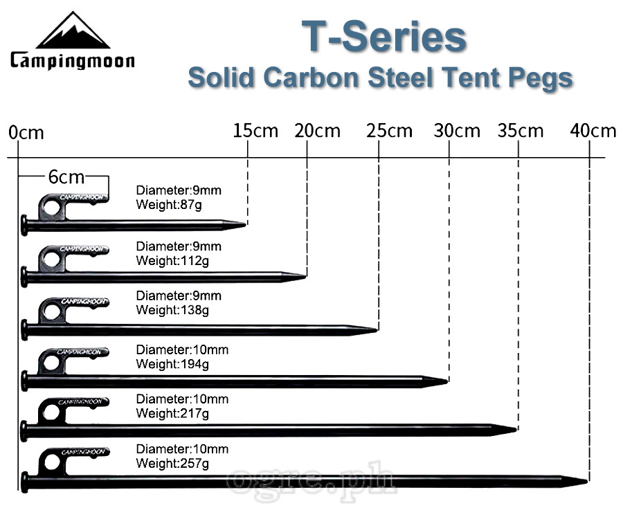 T-Series Heavy Duty Carbon Steel Tent Pegs 20 30 40cm