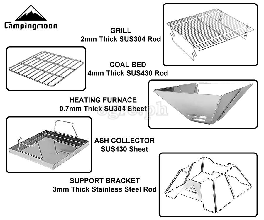 MT-2 Portable Stainless Steel Camping Grill / Stove / Fire Pit (34x35x26cm)