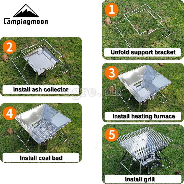 MT-2 Portable Stainless Steel Camping Grill / Stove / Fire Pit (34x35x26cm)