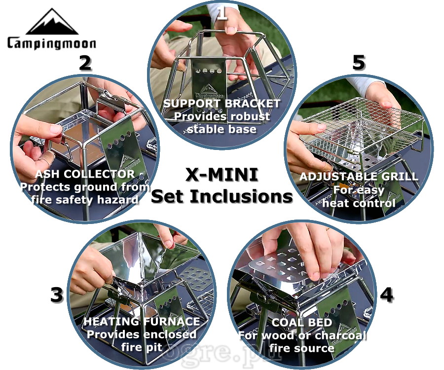 X-MINI Portable Stainless Steel Mini Camping Grill Stand (19*19*19cm)