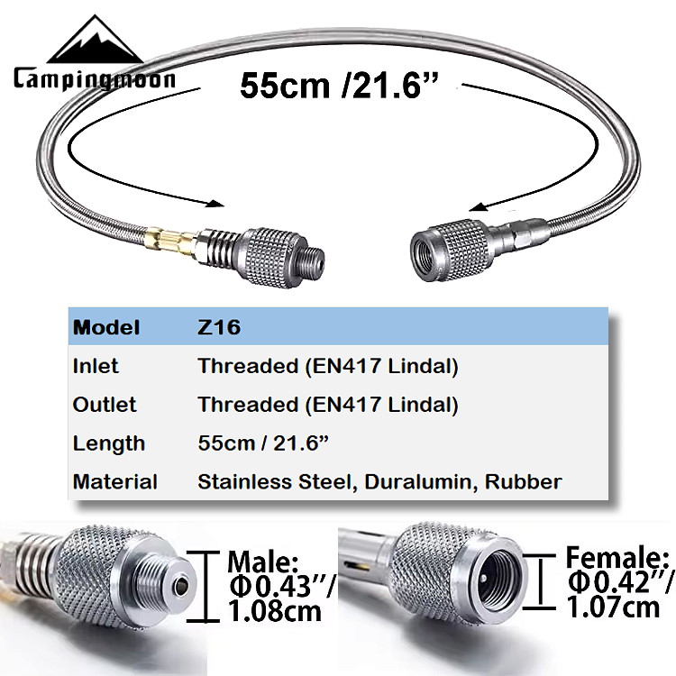 Z16-Z17 50cm-100cm  Braided Stainless Steel Butane Gas Extension Hose