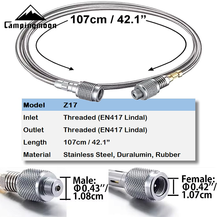 Z16-Z17 50cm-100cm  Braided Stainless Steel Butane Gas Extension Hose