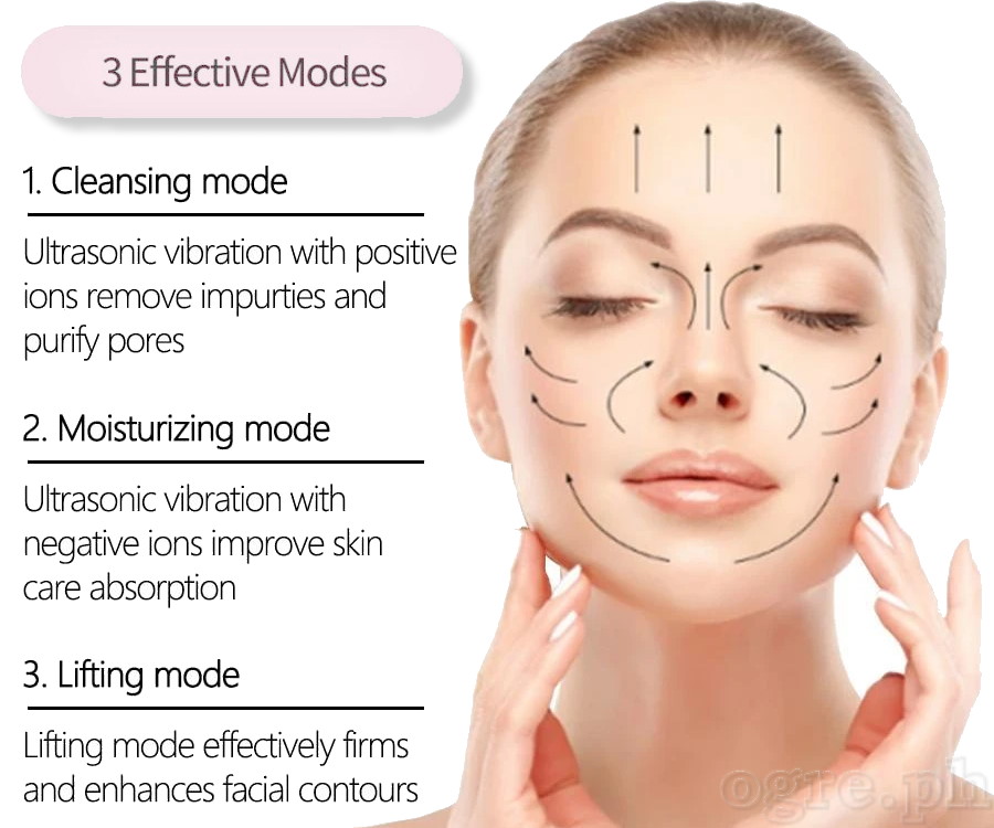 W-1188 Cordless Ultrasonic Facial Skin Scrubber USB-Rechargeable