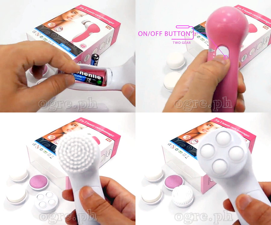 W-1306 5-in-1 Facial Cleansing Brush Set Battery-Powered