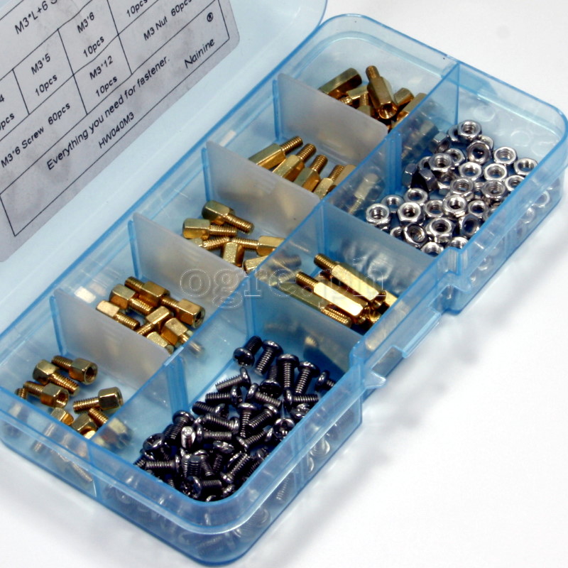 HW040-M3 PCB / Motherboard Brass M-F Standoff Spacer Kit ~ 180pcs M3 Mix