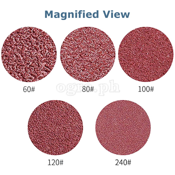 ROSD-100A Pack of 100pcs Assorted Grit Aluminum Oxide 8-Hole Sanding Discs 125mm (5”)