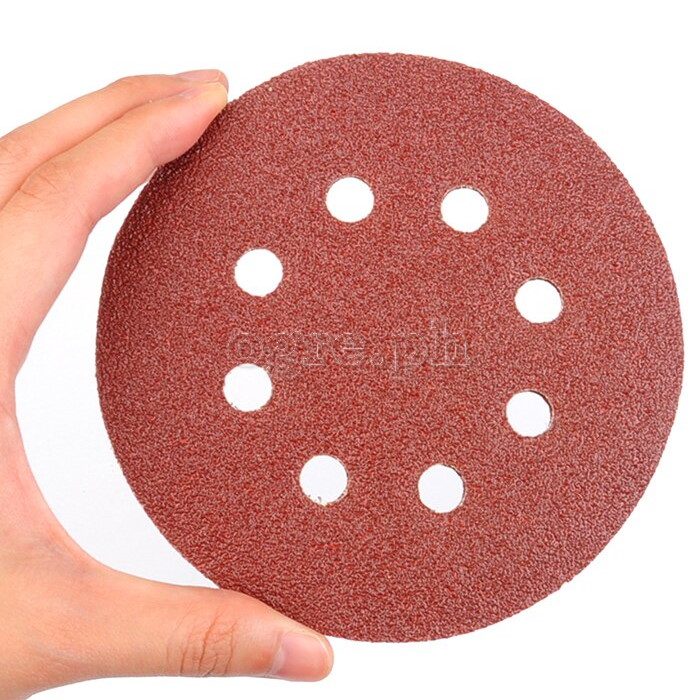 ROSD-50A Pack of 50pcs Assorted Grit Aluminum Oxide 8-Hole Sanding Discs 125mm (5”)