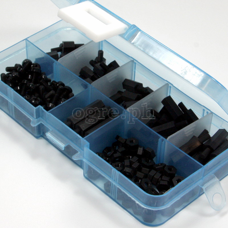 NL16-M3 PCB / Motherboard Black Nylon M-F Standoff Spacer Kit ~ 180pcs M3 Mix