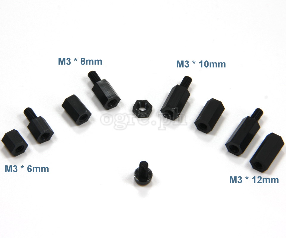 NL24-M3 PCB / Motherboard Black Nylon M-F / F-F Standoff Spacer Kit ~ 180pcs M3 Mix