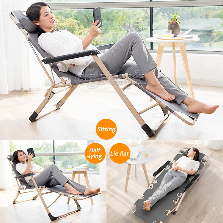 FRC-001A Fully Adjustable Collapsible Reclining Chair with Padded Headrest 178x66x32cm