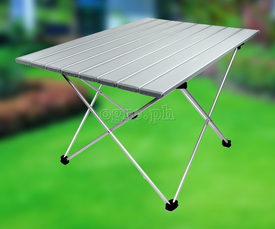 FS-AFTL01 All Aluminum Folding Mini Table Anodized Silver Top (68x46x41cm)