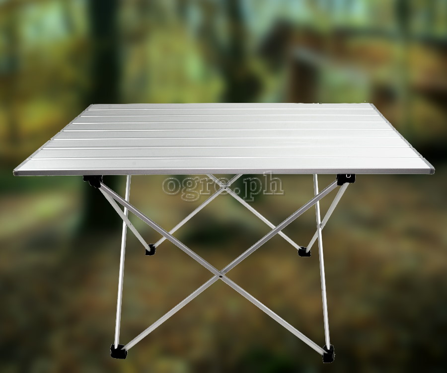 FS-AFTL01 All Aluminum Folding Mini Table Anodized Silver Top (68x46x41cm)