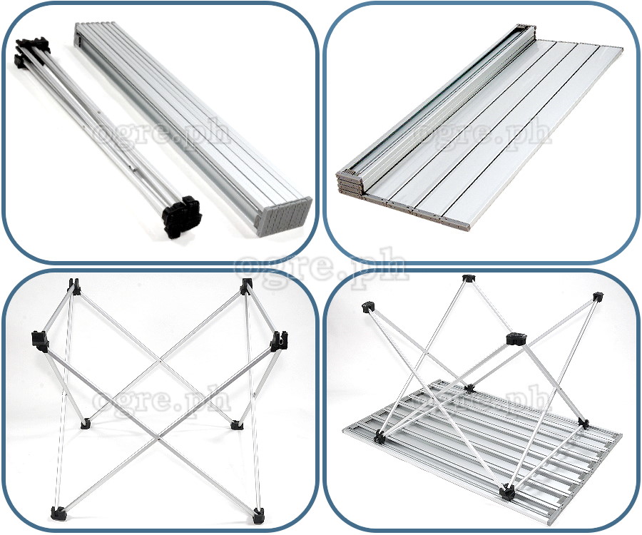 FS-AFTL01 All Aluminum Folding Mini Table Anodized Silver Top (68x46x41cm)