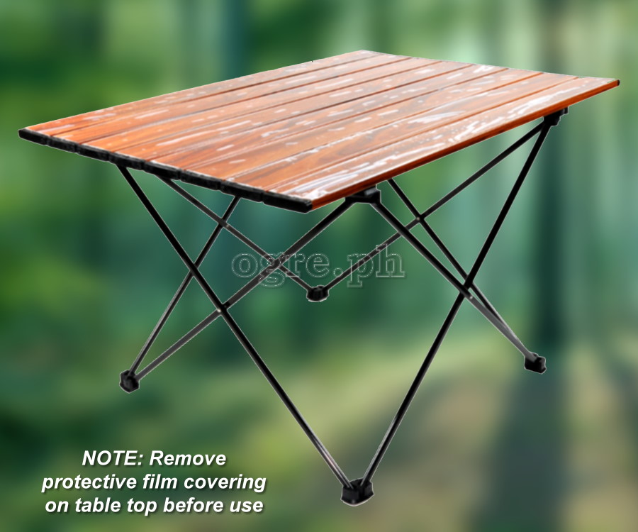 FS-AFTL02 All Aluminum Folding Mini Table Wood Grain Top (68x46x41cm)