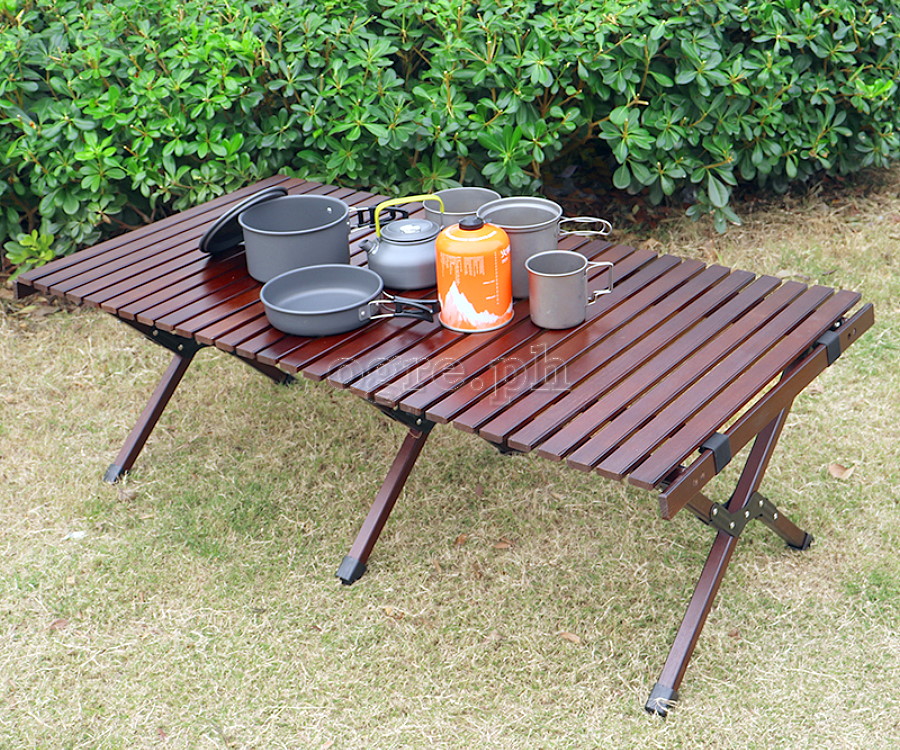 FS-WFT02 Portable Folding Roll-Top Wooden Table 120x60x45cm