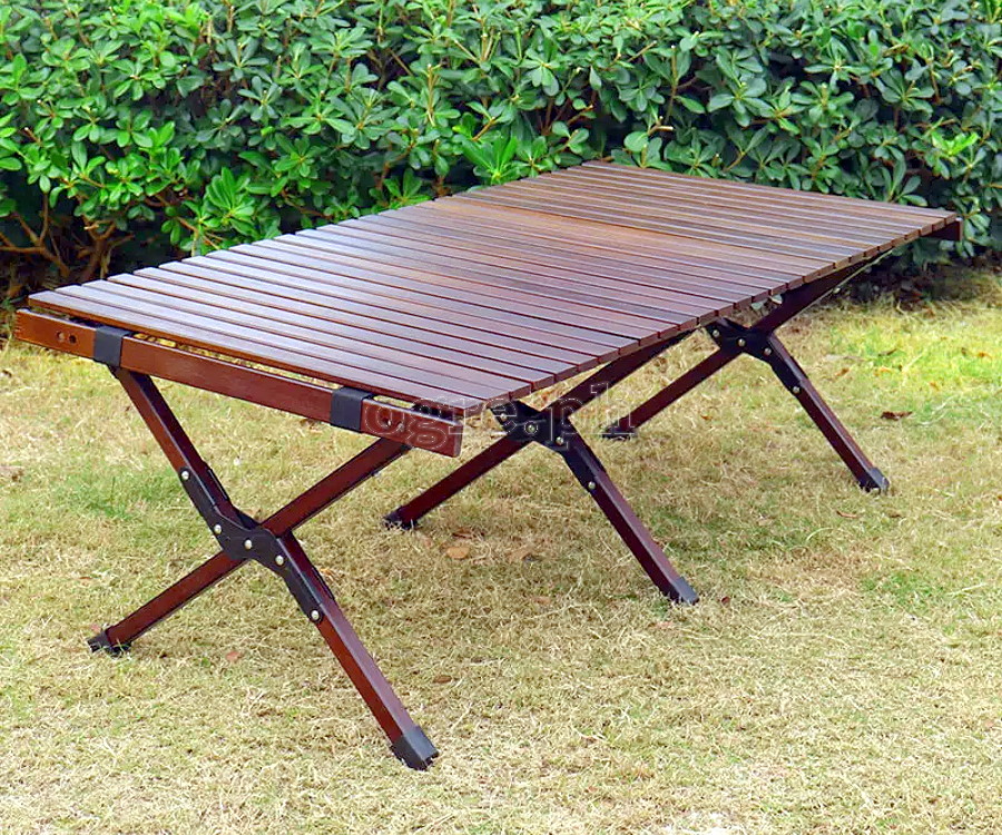 FS-WFT02 Portable Folding Roll-Top Wooden Table 120x60x45cm