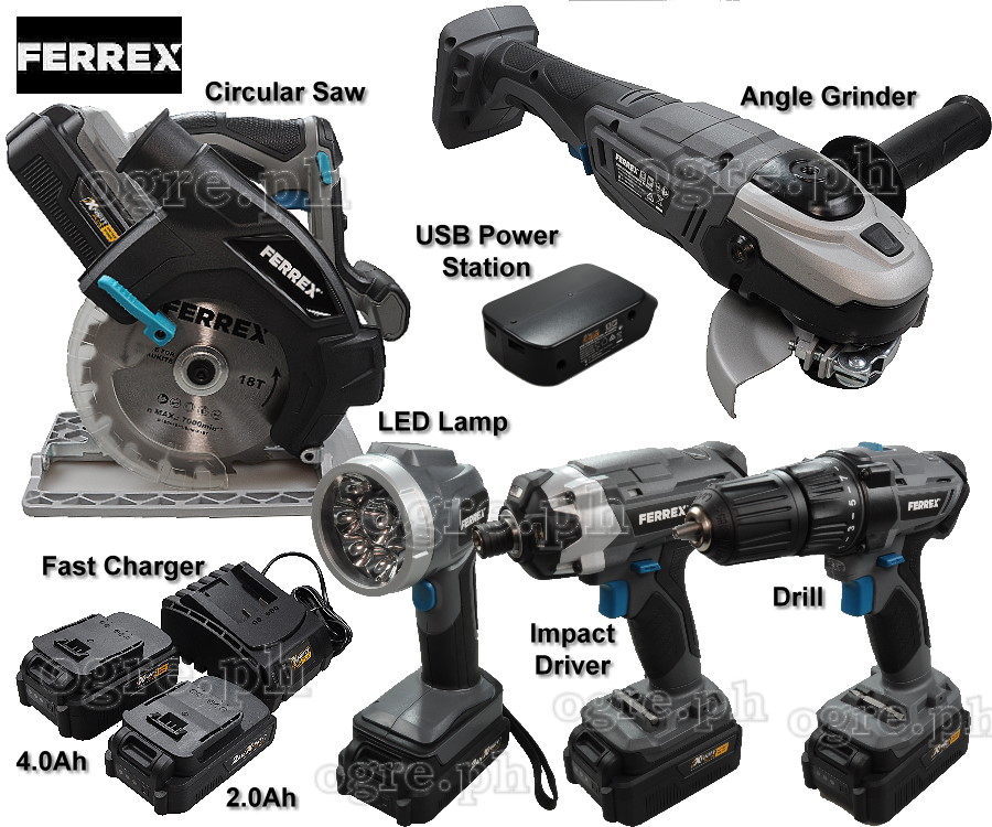 PT-AUKIT6 6 pcs 20V Cordless Tools Set with 2 Batteries and Fast Charger (Brand New Australian Surplus)