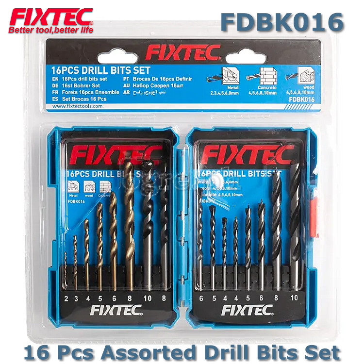 FDBK016 16 Pcs Assorted Drill Bits Set