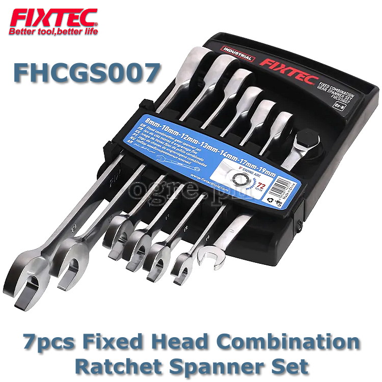 FHCGS007 7pcs Industrial Fixed Head Combination Ratchet Spanner Set