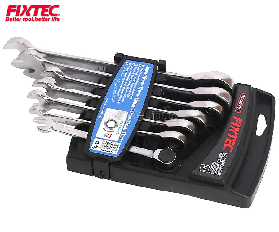 FHCGS007 7pcs Industrial Fixed Head Combination Ratchet Spanner Set