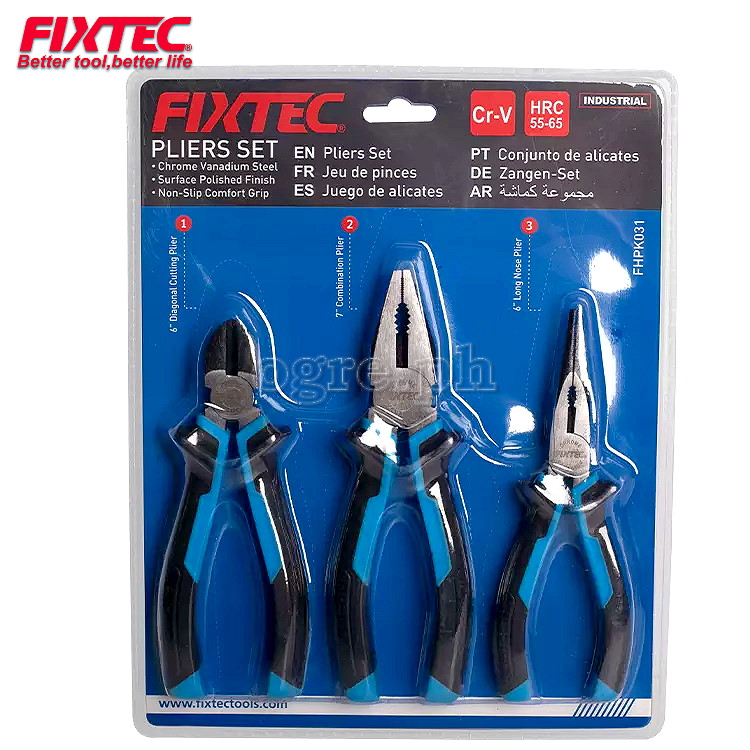 FHPK031 3pcs Industrial Chrome Vanadium Pliers Set