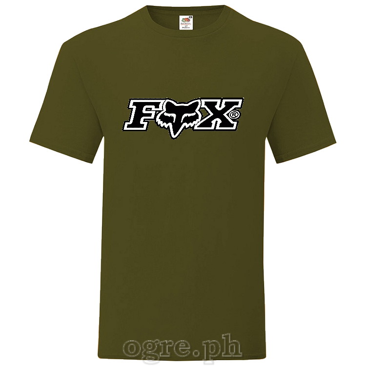 BRD-Fox(A) Outdoor Sports Brands Logos on FOTL Soft Premium Cotton Tee ~ Fox (Black)