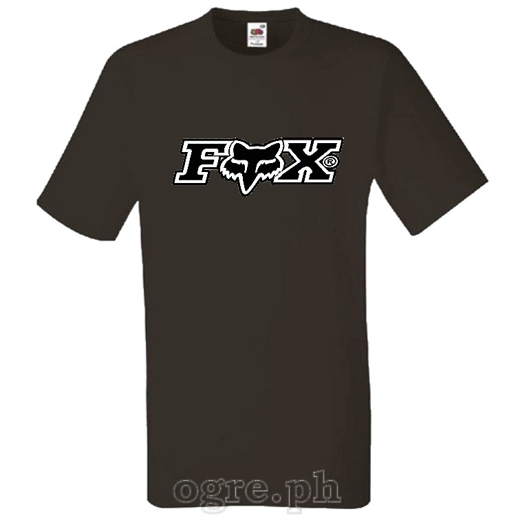 BRD-Fox(A) Outdoor Sports Brands Logos on FOTL Soft Premium Cotton Tee ~ Fox (Black)