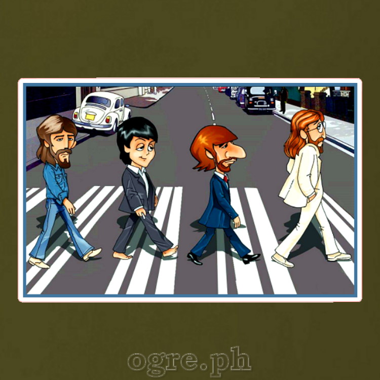 CAC-BTL1 Celebrity Artists Caricature on Soft Premium 100% Cotton Tee  ~ The Beatles Abbey Road