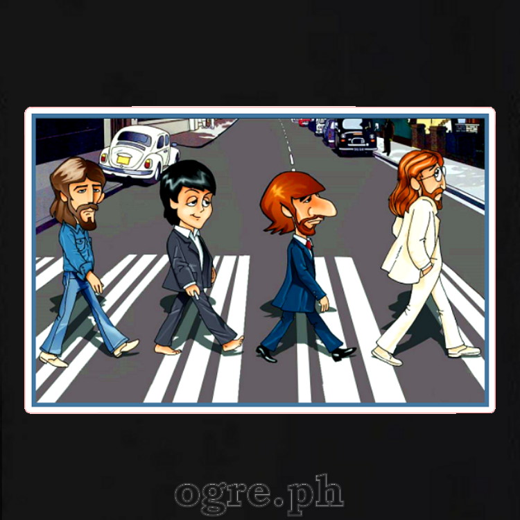 CAC-BTL1 Celebrity Artists Caricature on Soft Premium 100% Cotton Tee  ~ The Beatles Abbey Road