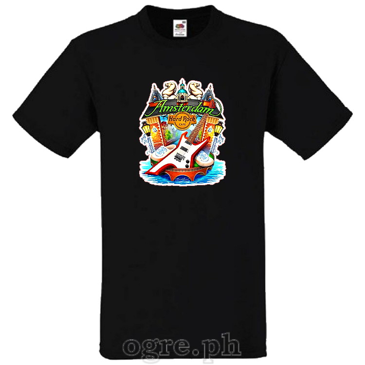 HRC-AMST Hard Rock Cafe Artwork on Soft Premium 100% Cotton Tee ~ Amsterdam