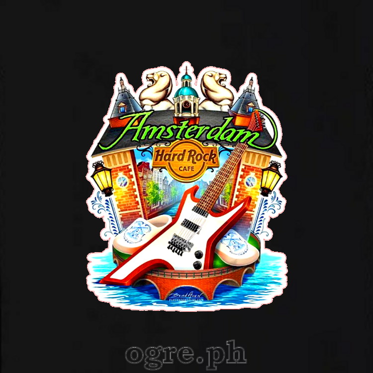 HRC-AMST Hard Rock Cafe Artwork on Soft Premium 100% Cotton Tee ~ Amsterdam
