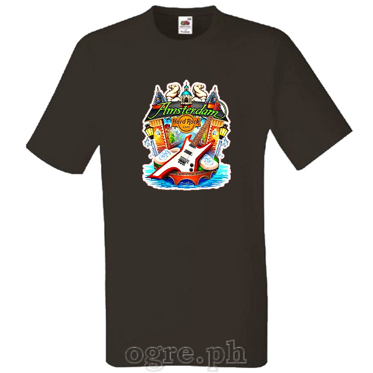 HRC-AMST Hard Rock Cafe Artwork on Soft Premium 100% Cotton Tee ~ Amsterdam