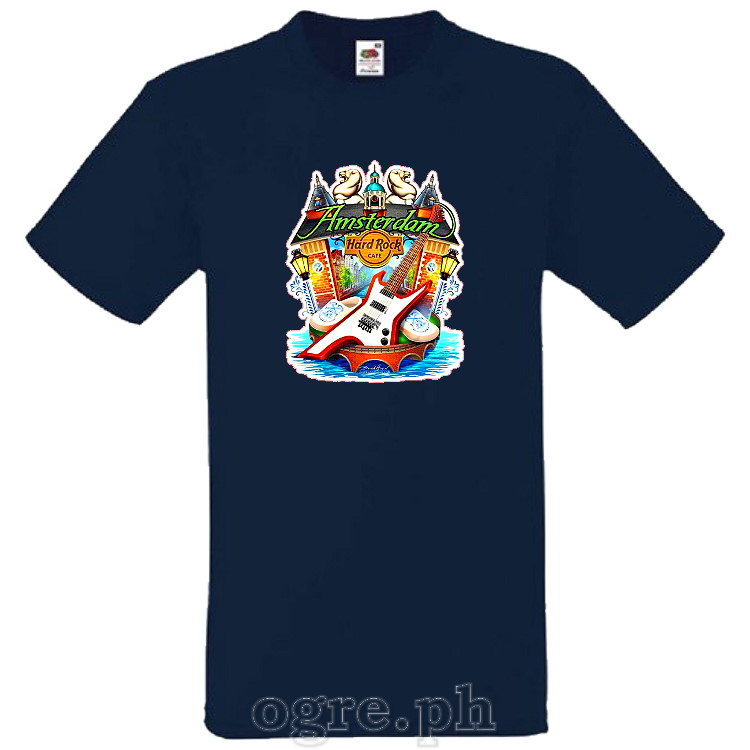 HRC-AMST Hard Rock Cafe Artwork on Soft Premium 100% Cotton Tee ~ Amsterdam